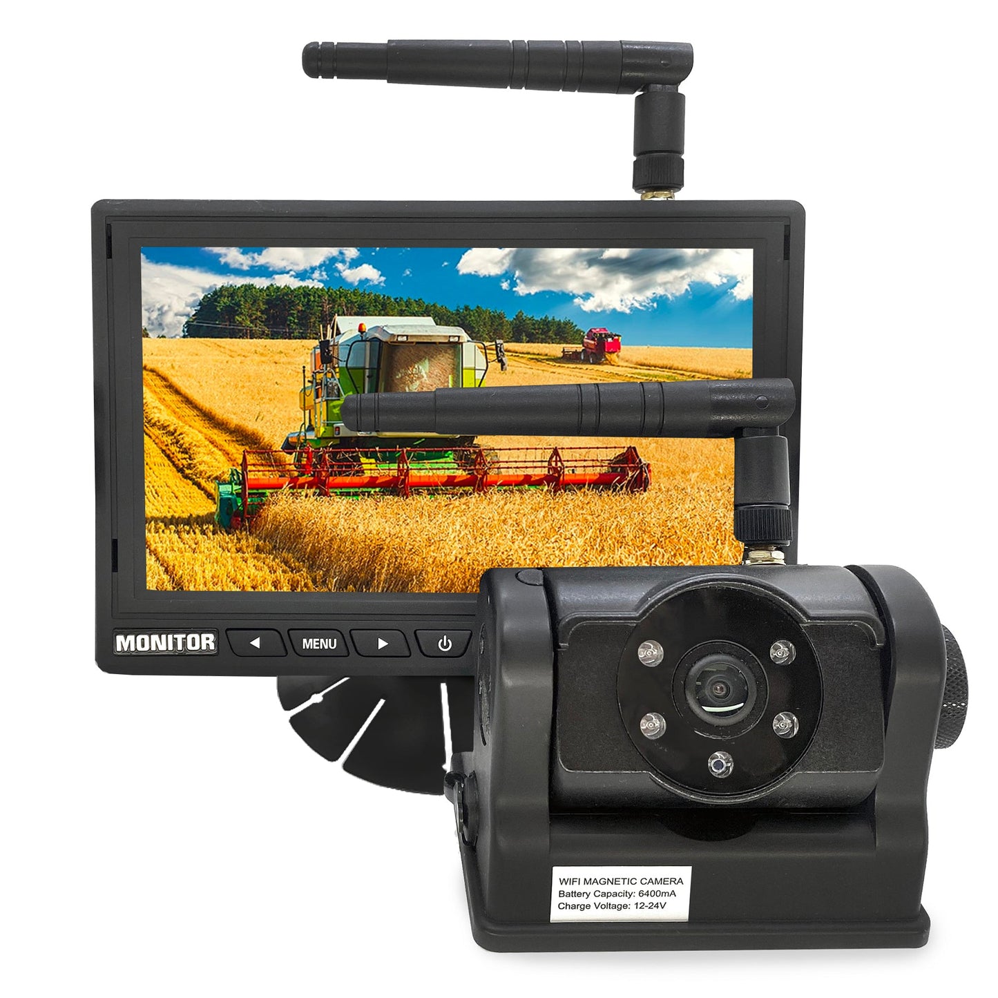 Wireless Backup Camera With 7" LCD & 2-4 Cameras With Built-In Battery