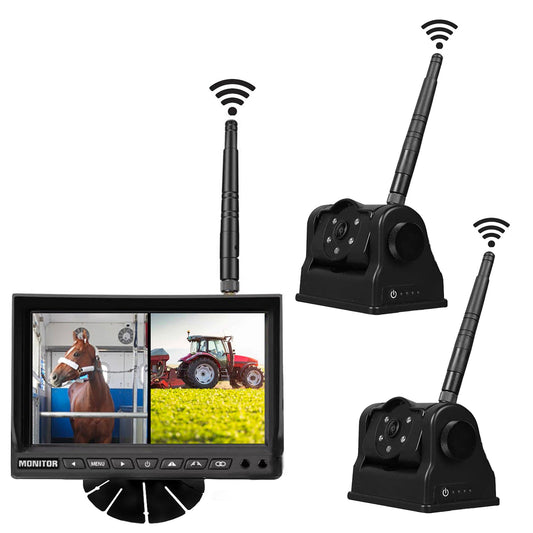 Wireless Backup Camera With 7" LCD & 2-4 Cameras With Built-In Battery