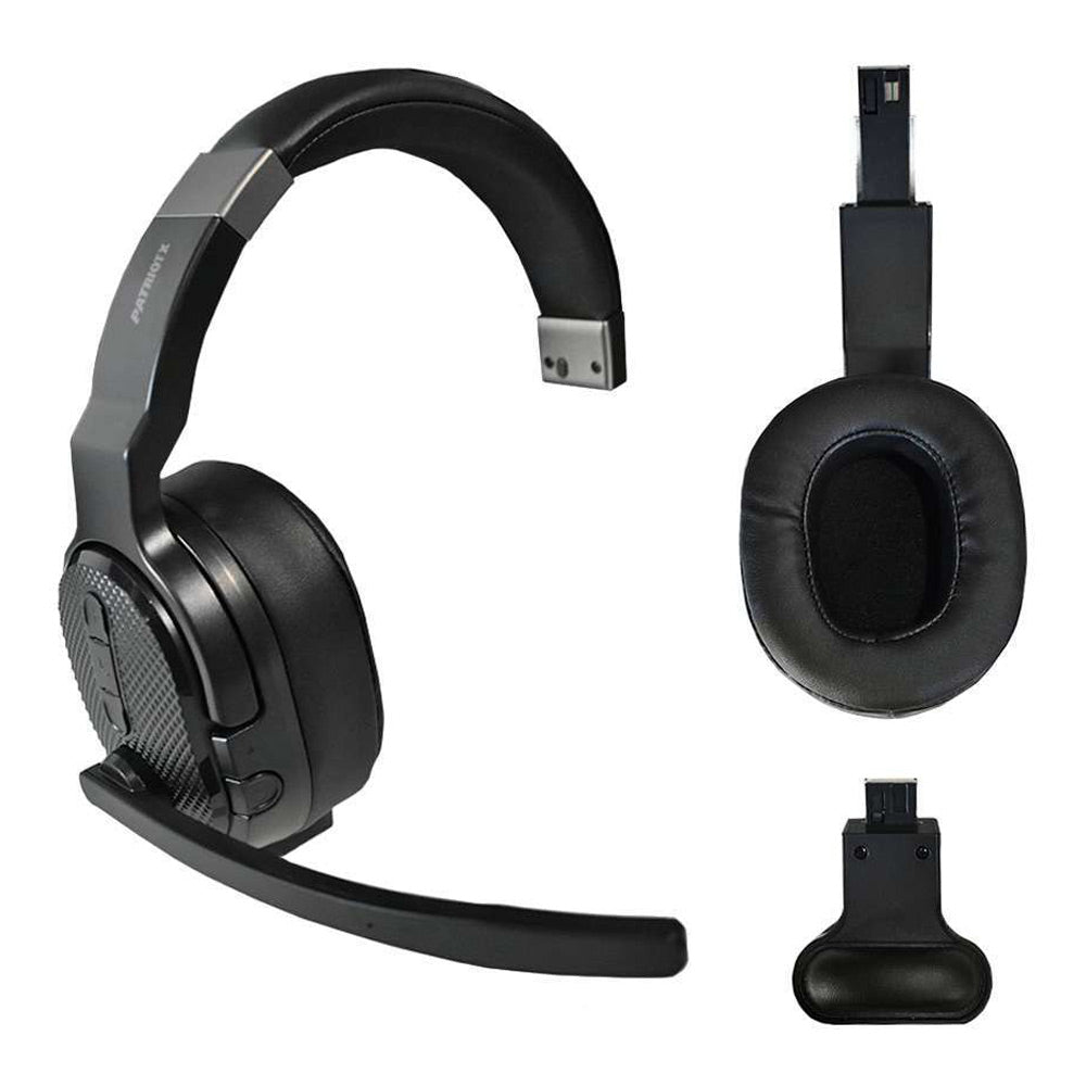 PATRIOTX Convertible Bluetooth Over the Head Headset! Single or Dual Ear Stereo Noise Canceling Headset 200ft+ Range